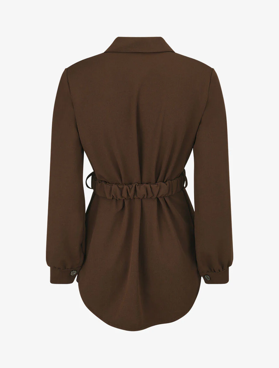 Chemise cintrée à ceinture élastique - Marron - Image 2