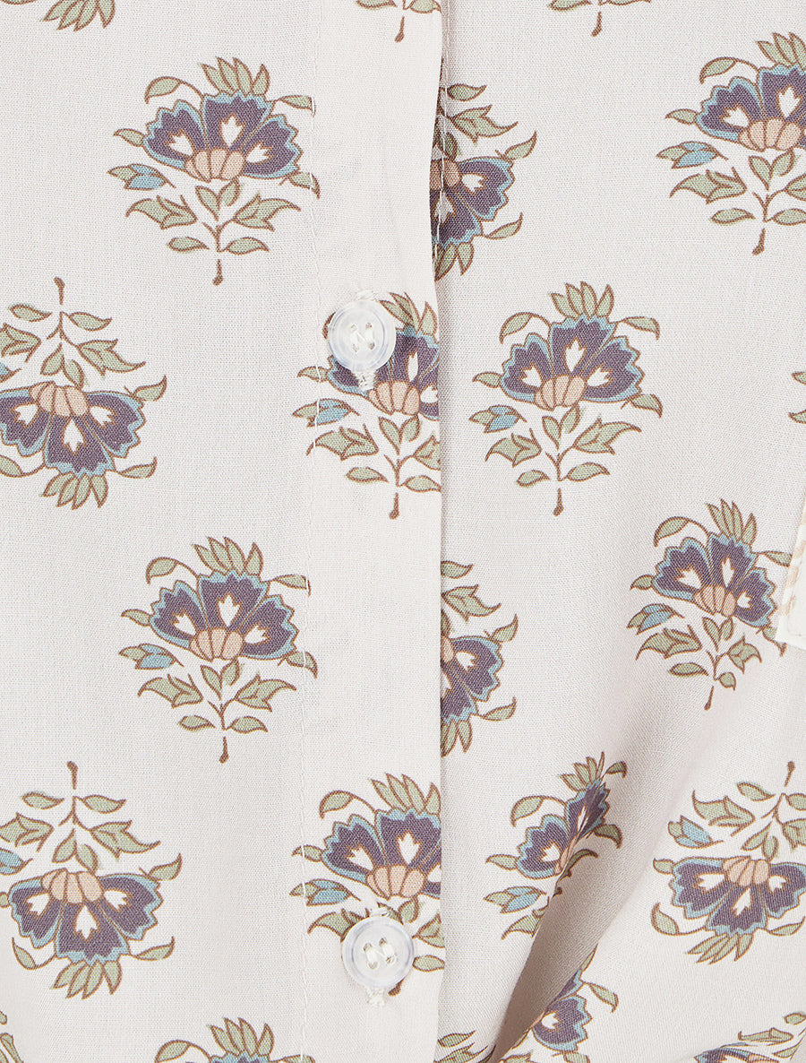 Chemise courte à nouer imprimé floral - Gris foncé - Image 3