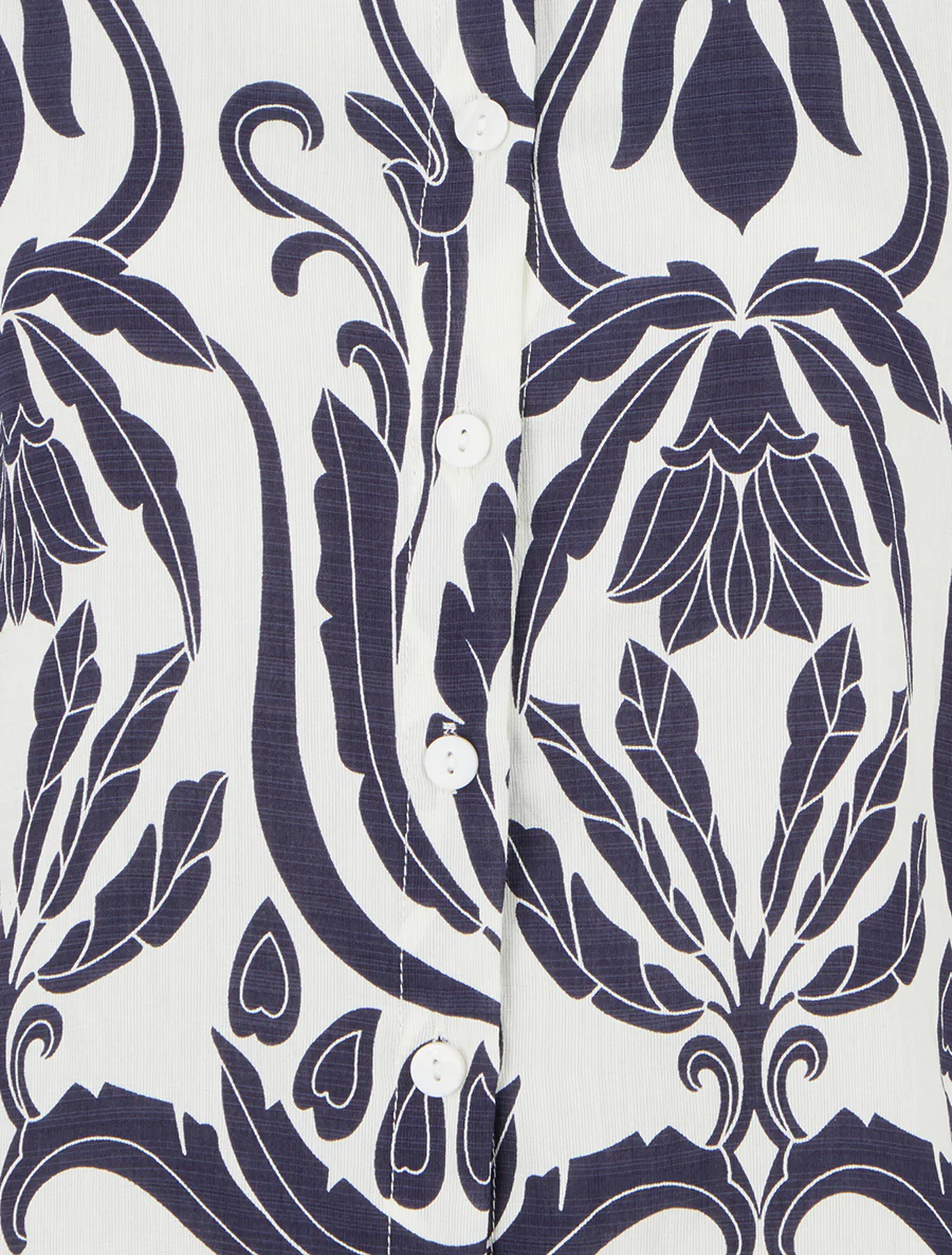 Chemise droite sans manches motif arabesque - Marine - Image 3