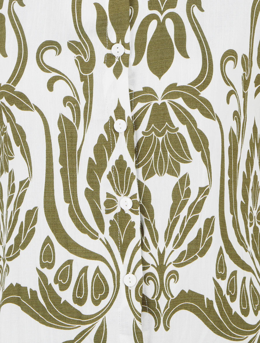 Chemise droite sans manches motif arabesque - Kaki - Image 3