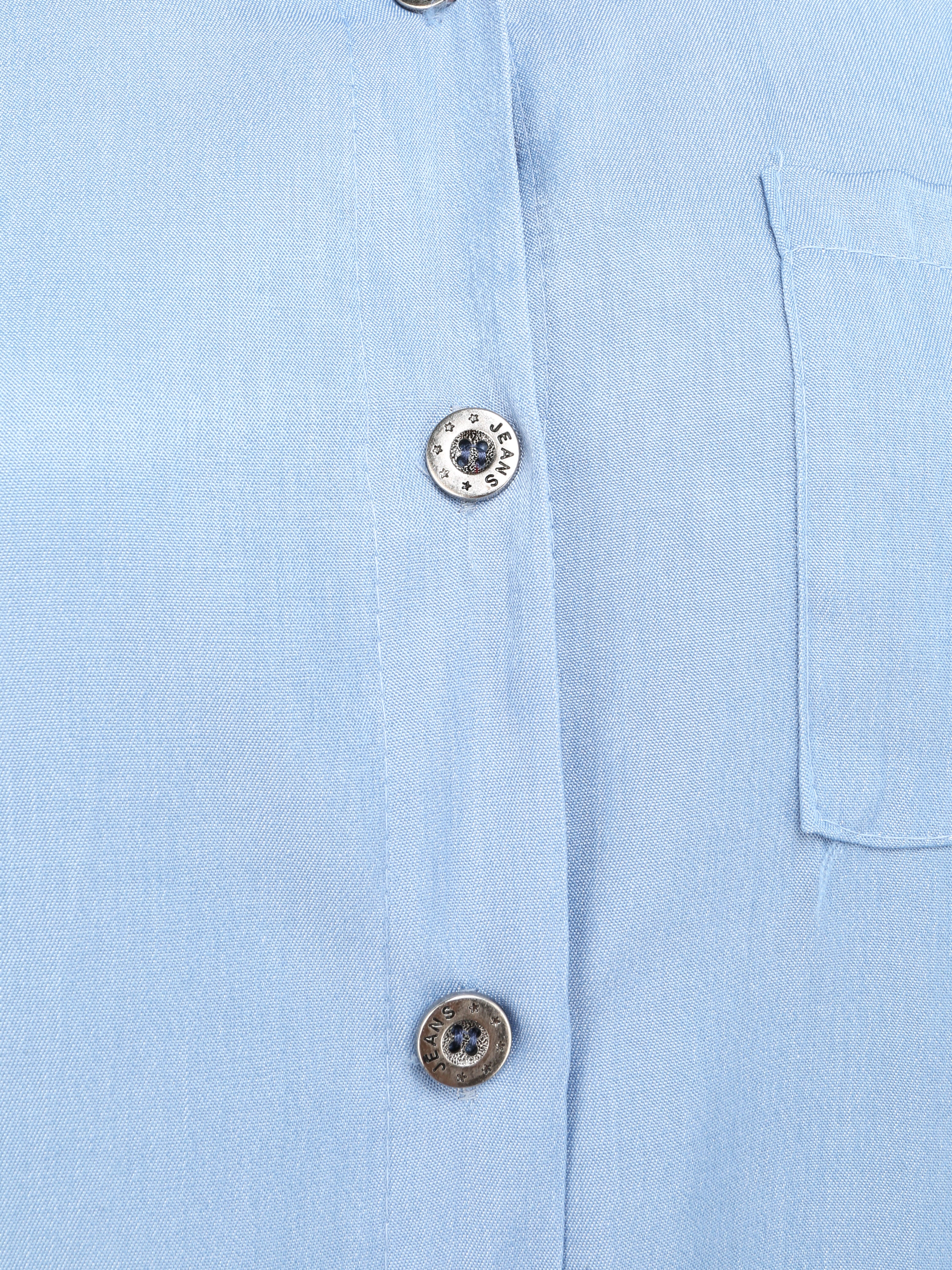 Chemise droite unie style jean - Denim clair - Image 3
