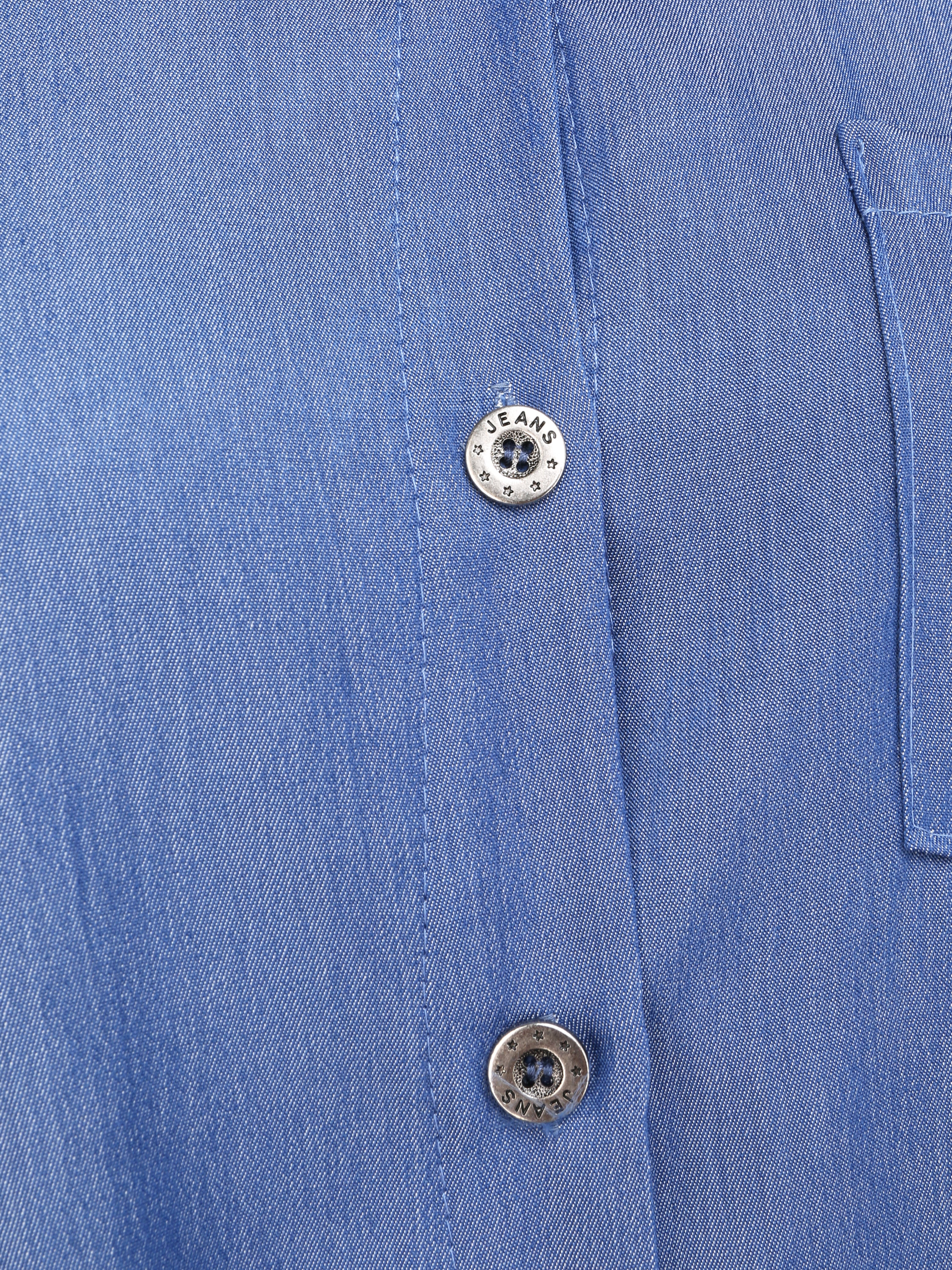 Chemise droite unie style jean - Bleu denim - Image 3
