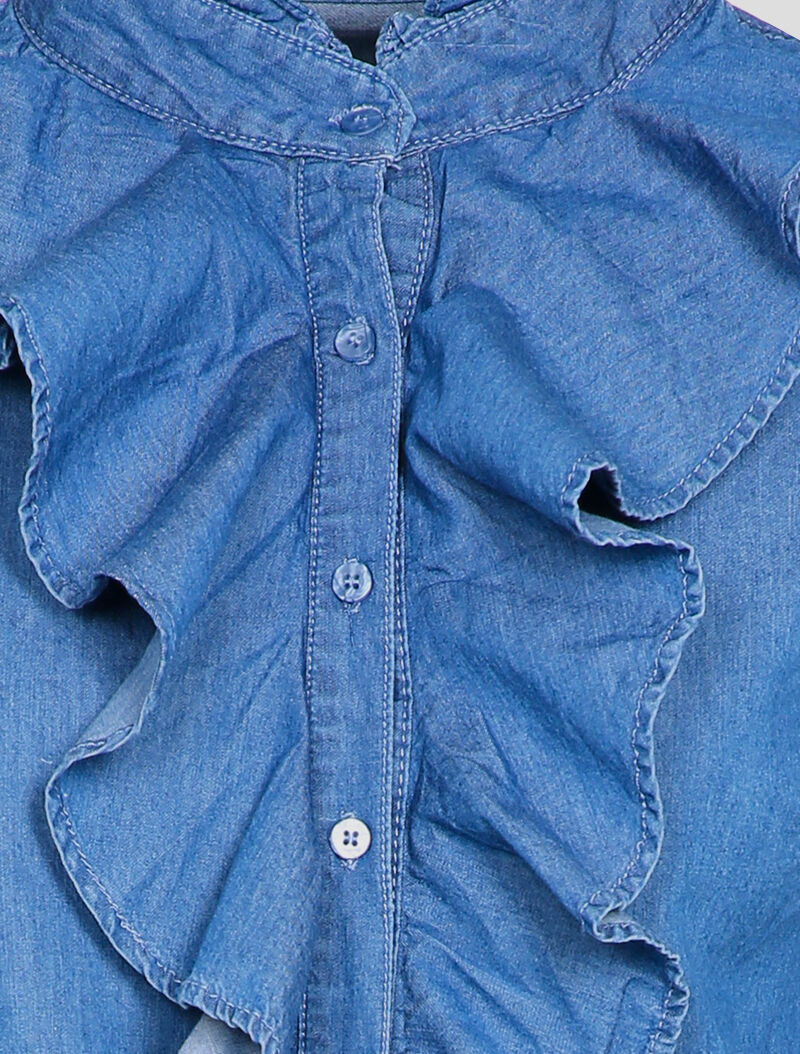 Chemise en jean à pans volantés - Bleu denim - Image 3