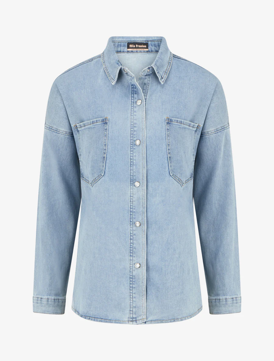 Chemise en jean droite - Bleu clair