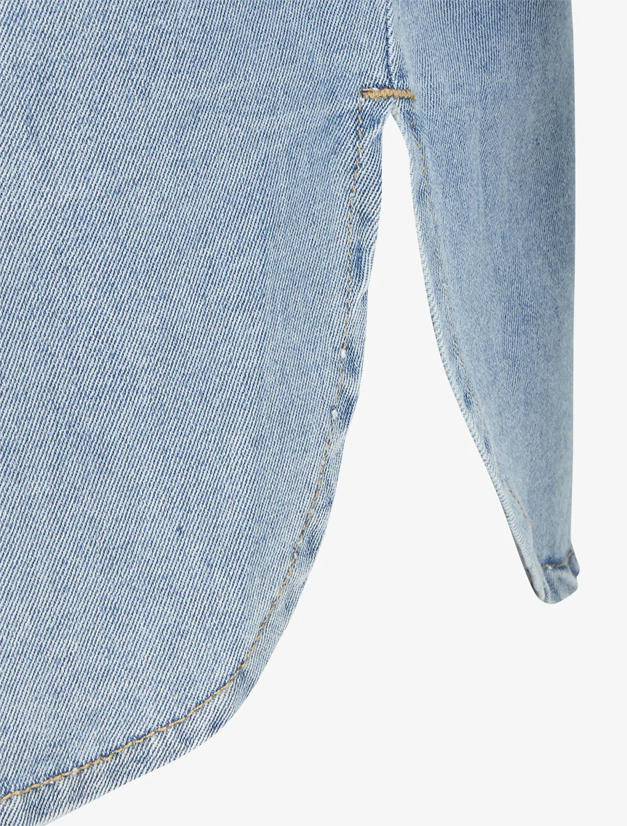 Chemise en jean droite - Bleu clair - Image 3