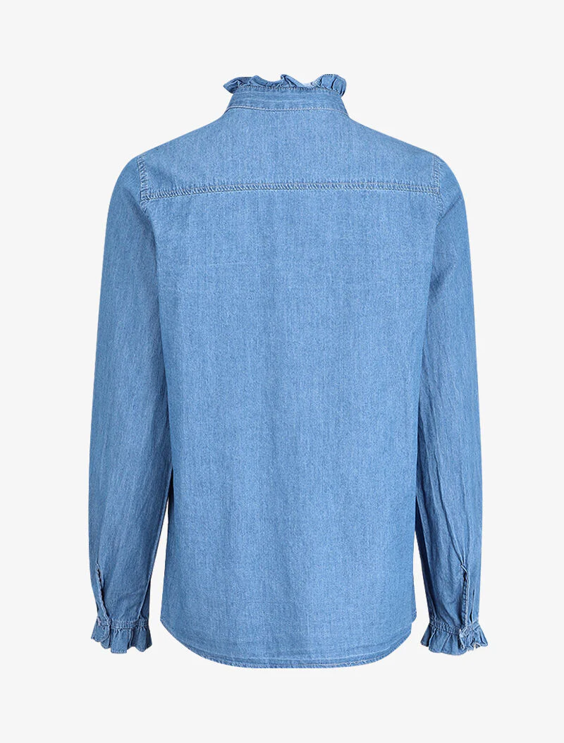 Chemise en jean volantée - Bleu denim - Image 2