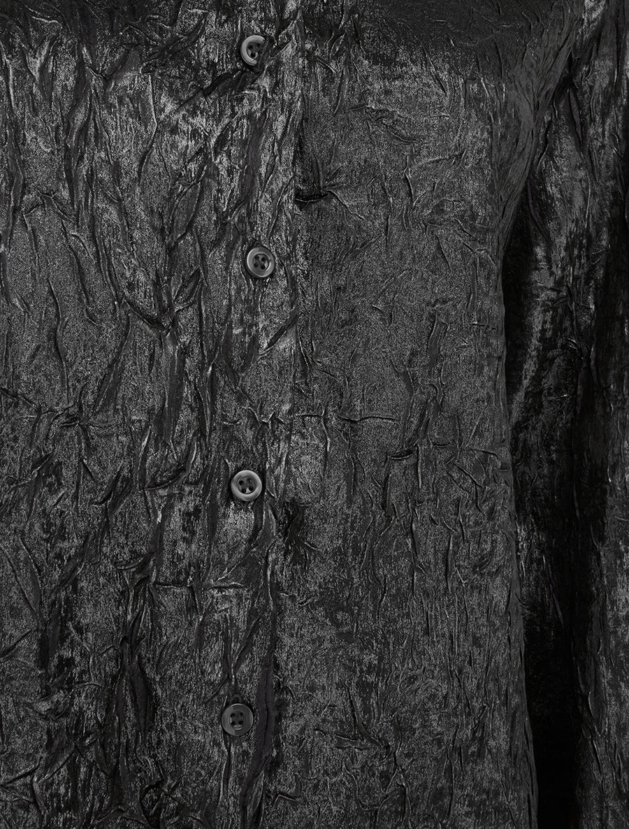 Chemise fluide effet froissé coupe droite - Noir - Image 3