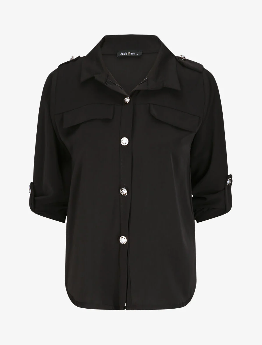 Chemise fluide unie - Noir