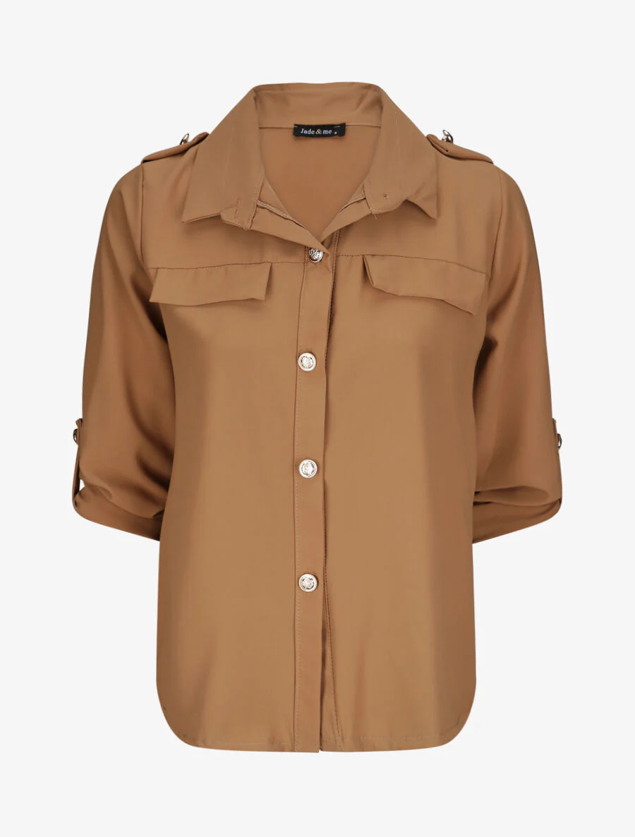 Chemise fluide unie - Camel