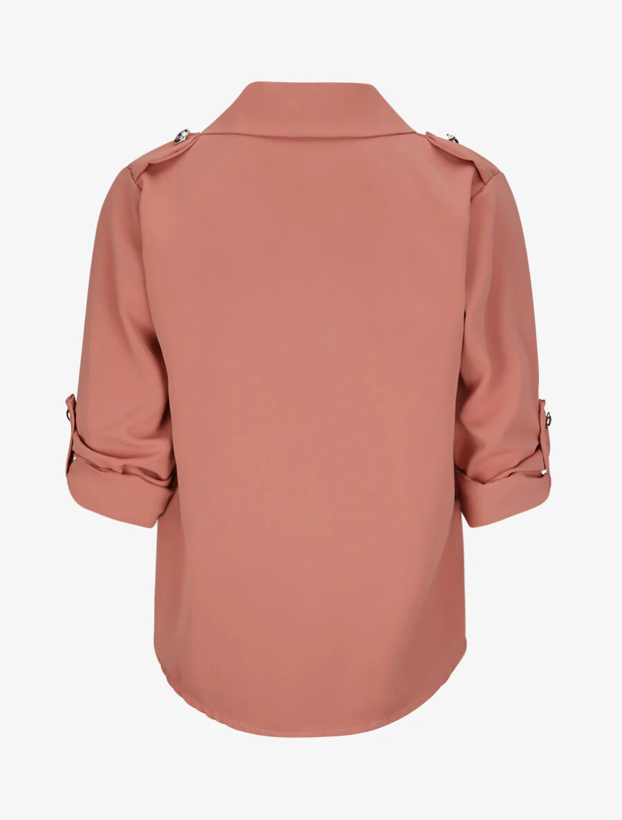 Chemise fluide unie - Rose - Image 2