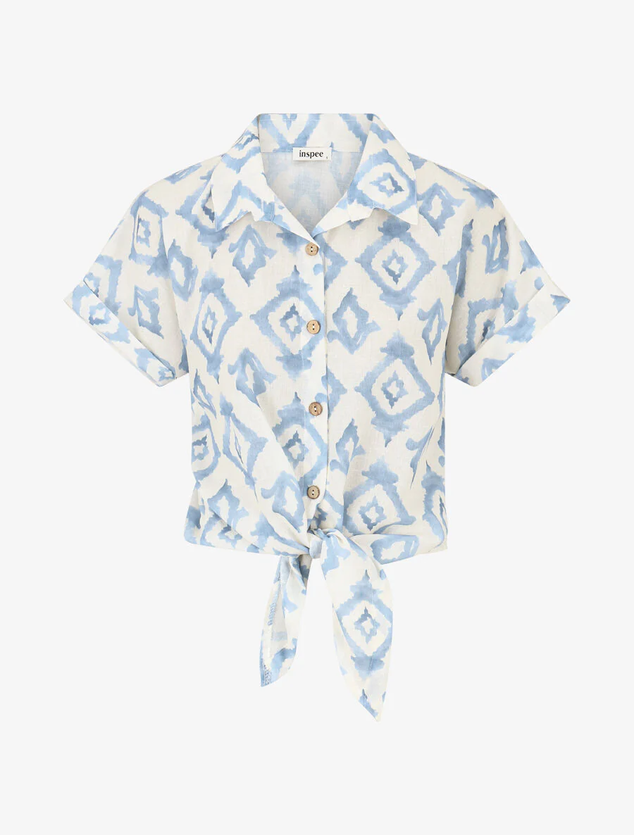 Chemise manches courtes imprimé graphique - Bleu ciel