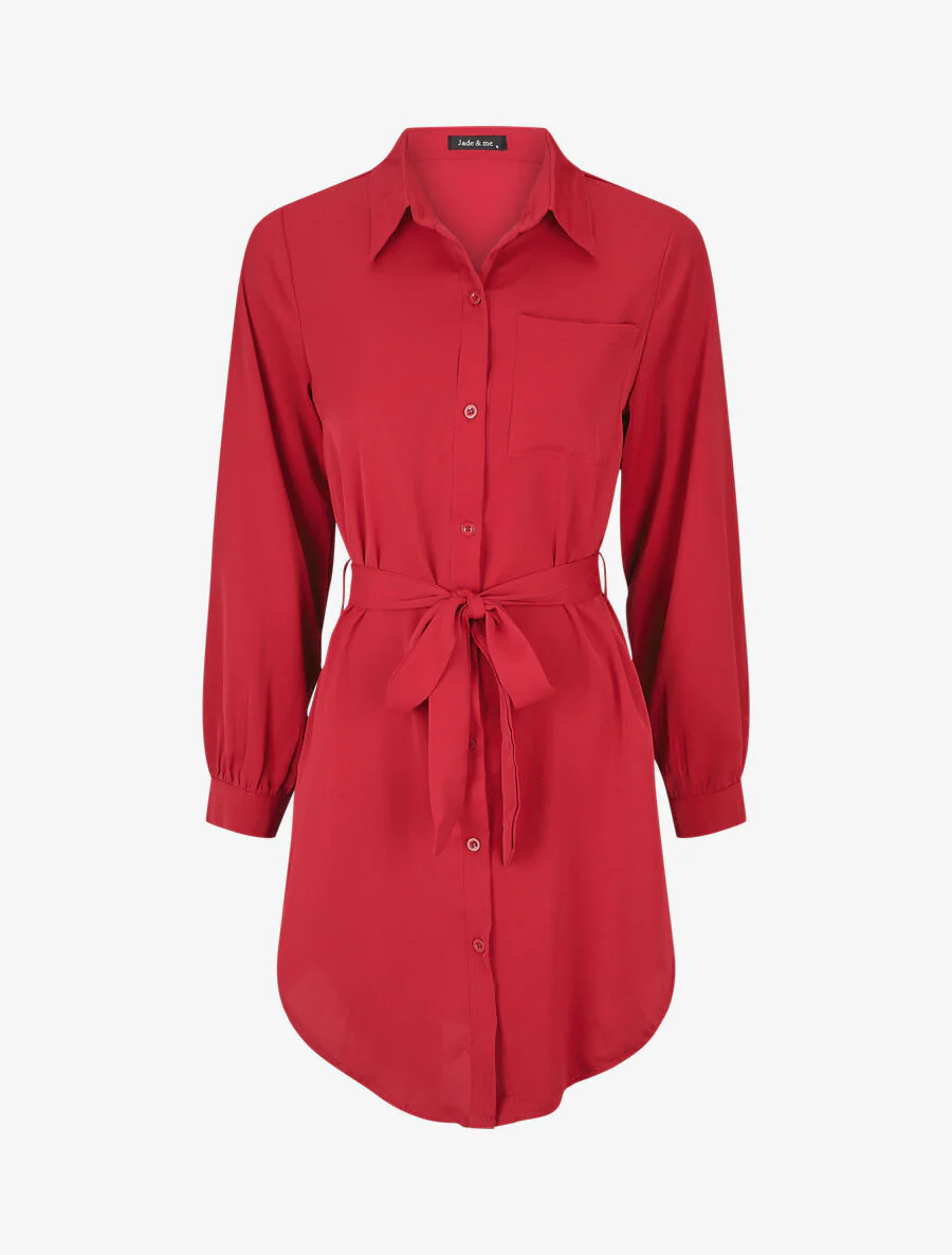 Chemise oversize ceinturée - Rouge