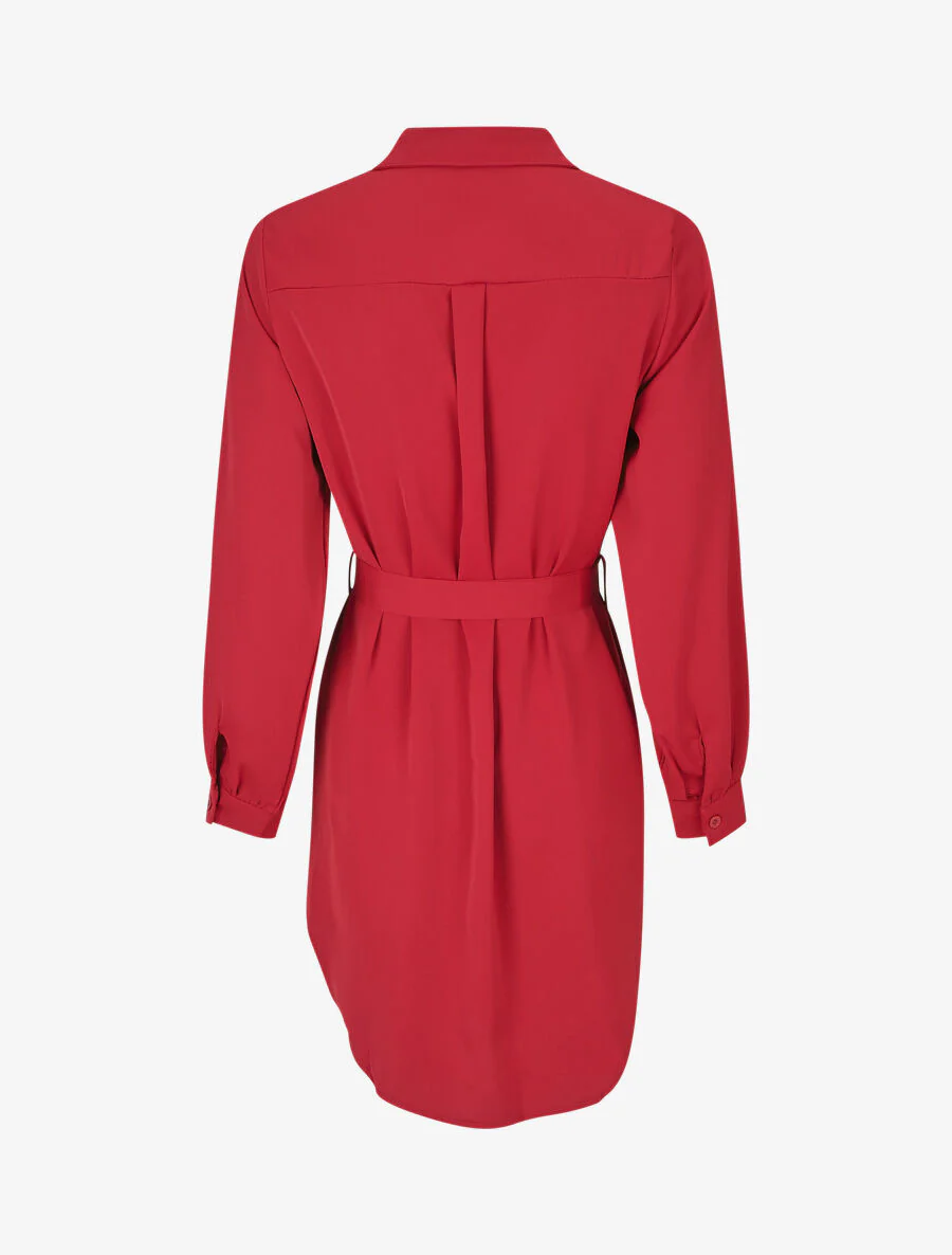 Chemise oversize ceinturée - Rouge - Image 2