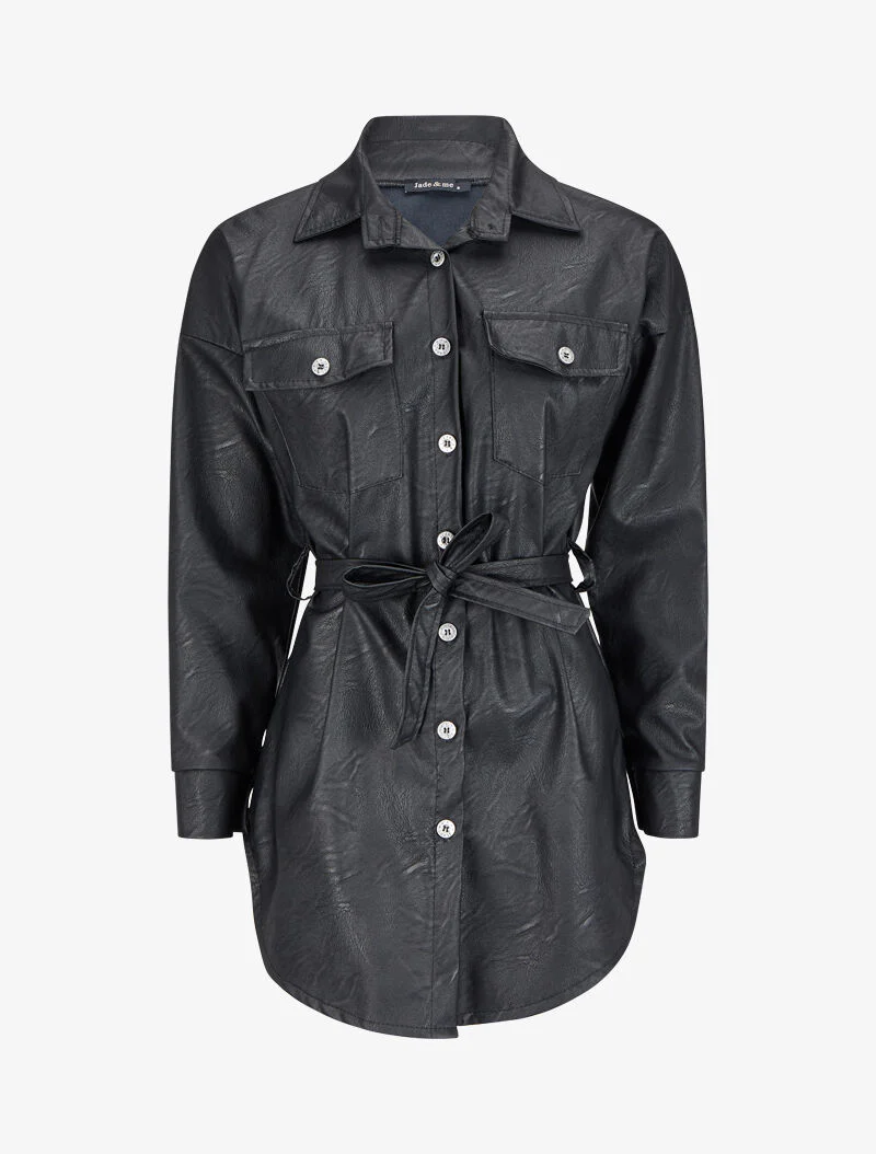 Chemise oversize en simili - Noir