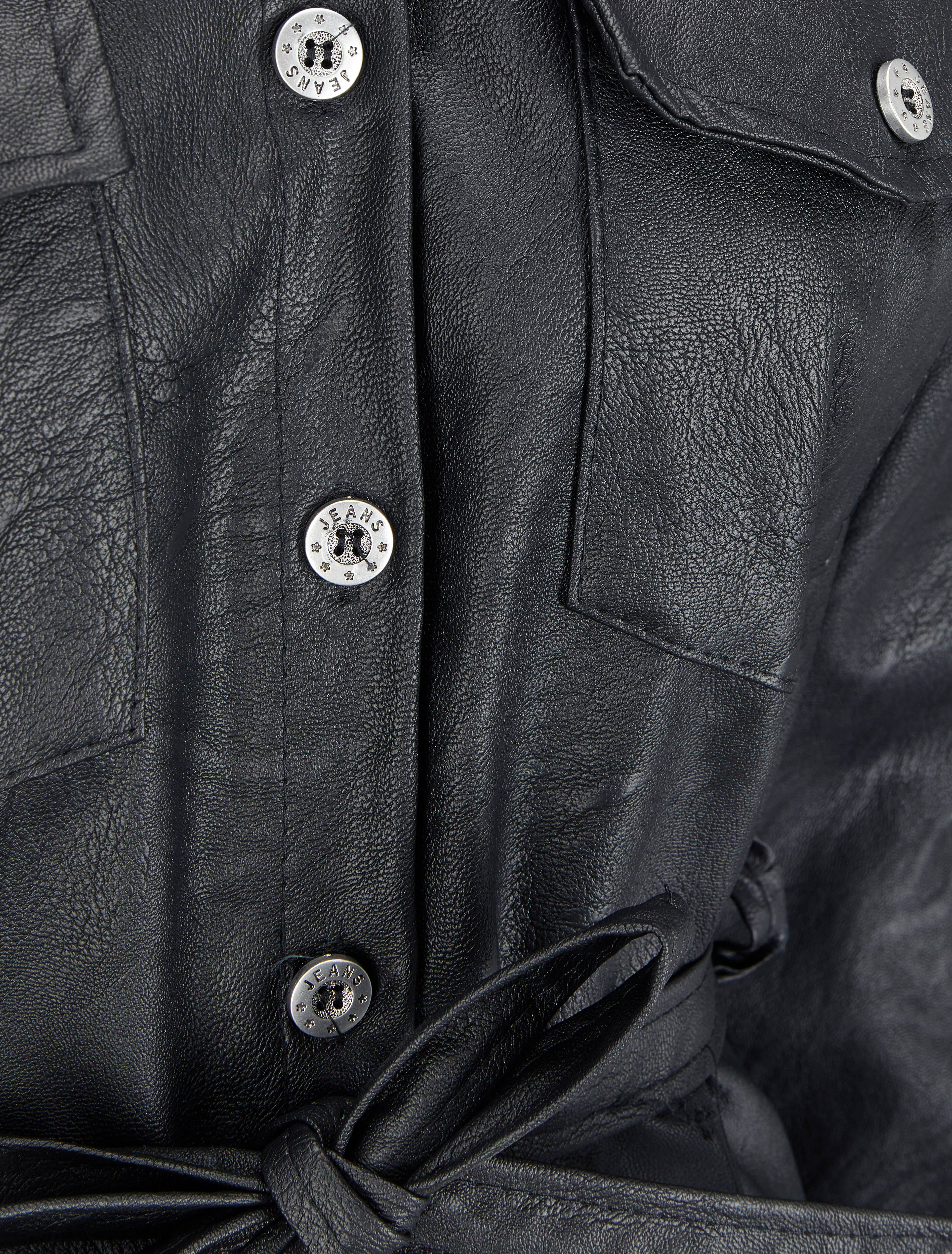 Chemise oversize en simili - Noir - Image 3