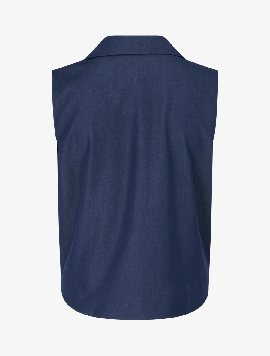 Chemise sans manches effet torsadé - Bleu foncé - Image 2