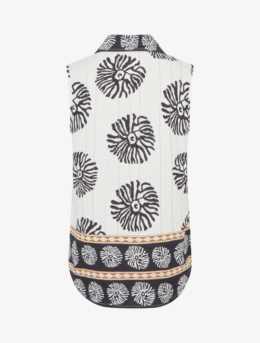 Chemise sans manches imprimé anémones - Noir - Image 2