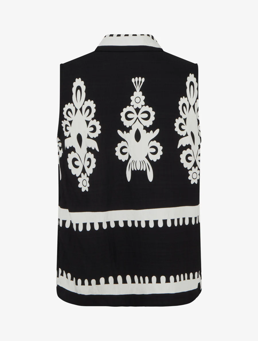 Chemise sans manches imprimé arabesques - Noir - Image 2