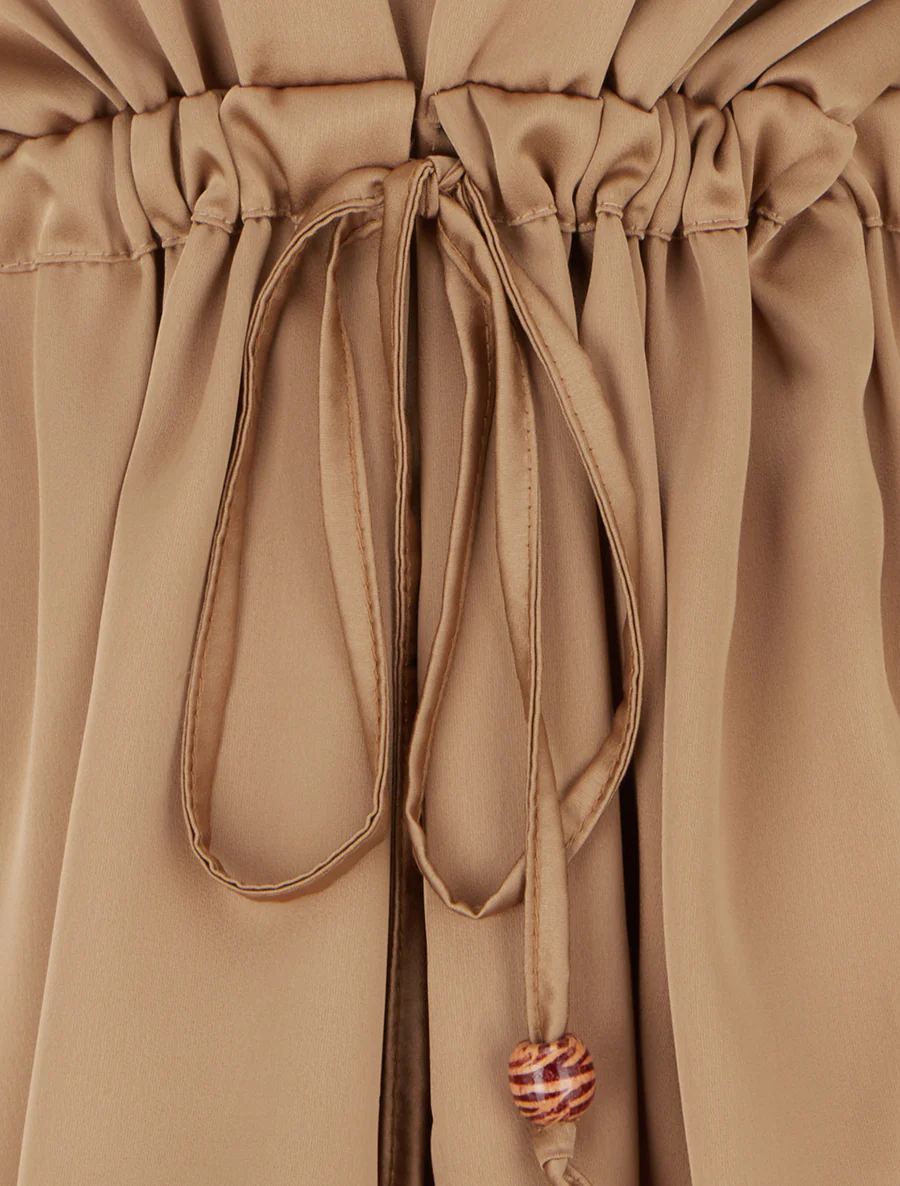 Chemise satinée ample à liens - Camel - Image 3