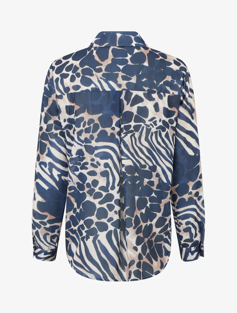 Chemise transparente droite imprimé animal - Marine - Image 2
