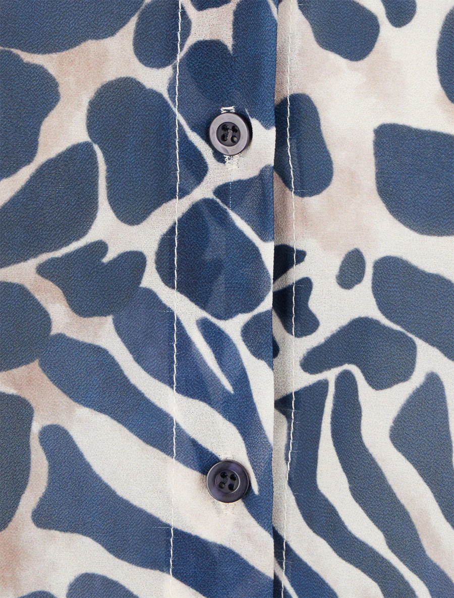 Chemise transparente droite imprimé animal - Marine - Image 3