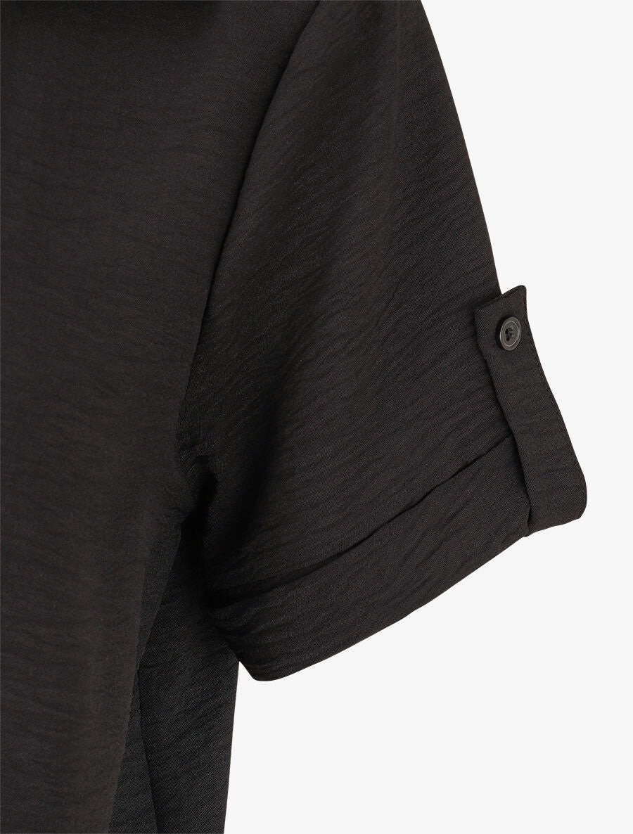 Chemise unie boutonnée - Noir - Image 3