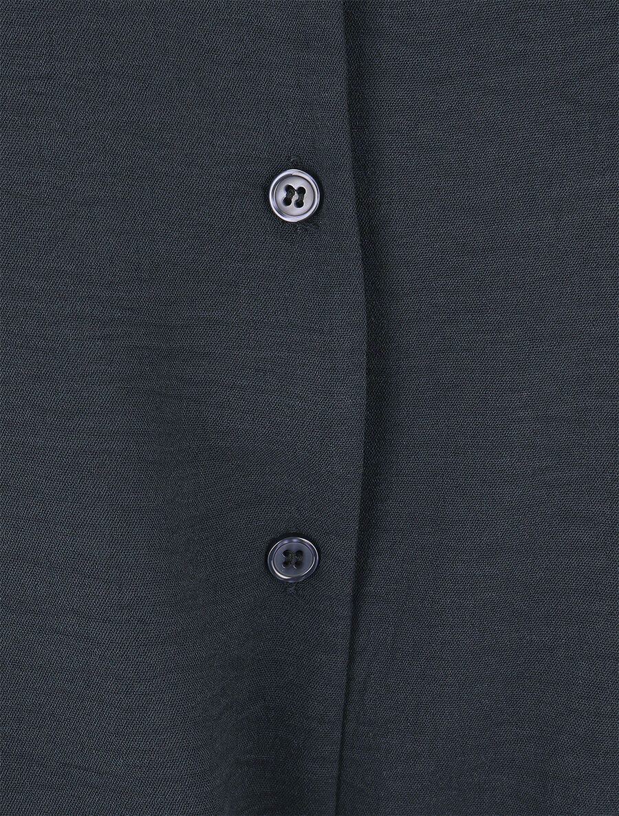 Chemise unie boutonnée - Marine - Image 3