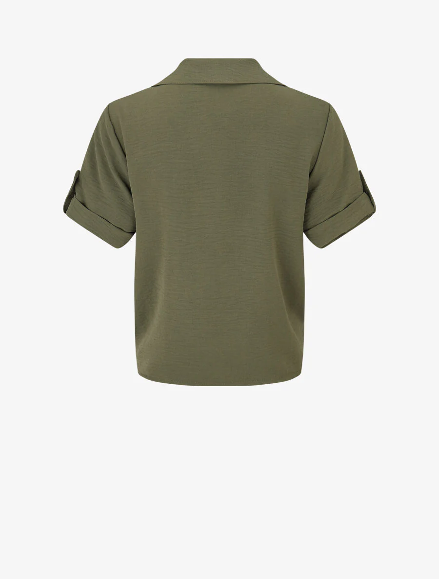 Chemise unie boutonnée - Kaki - Image 2