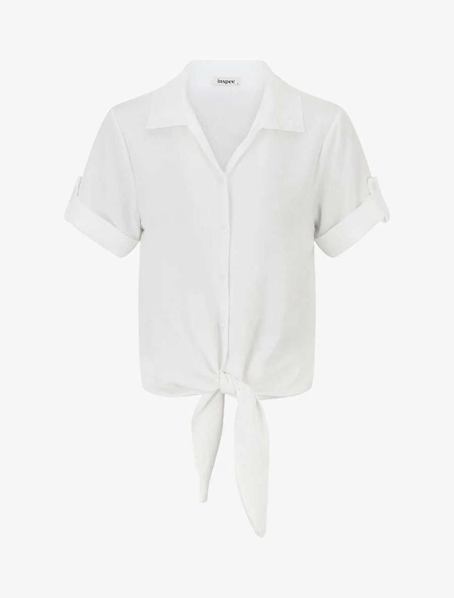 Chemise unie boutonnée - Blanc