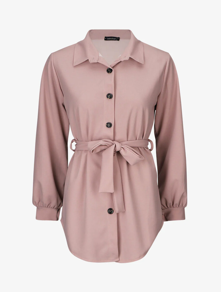 Chemise unie et liens à nouer - Vieux rose
