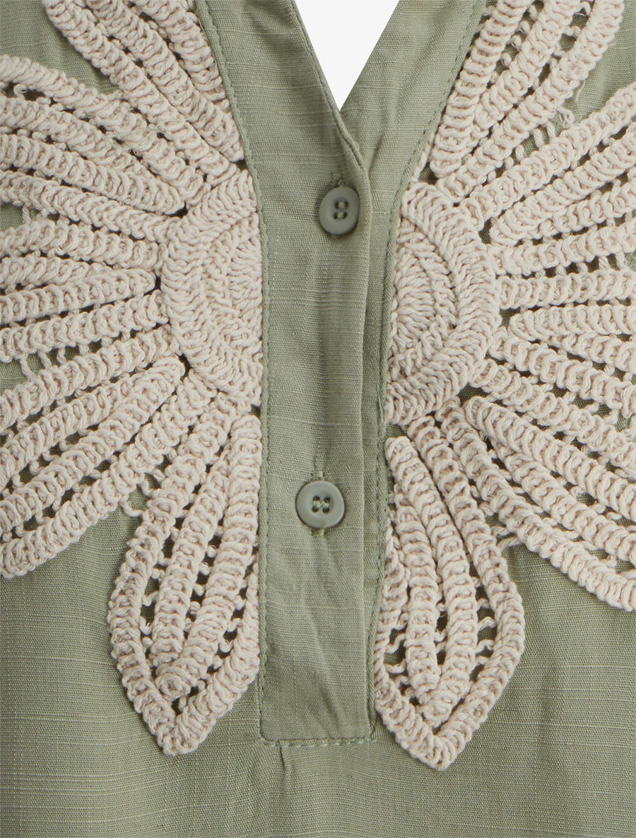 Chemisier sans manches à broderie floral - Vert amande - Image 3