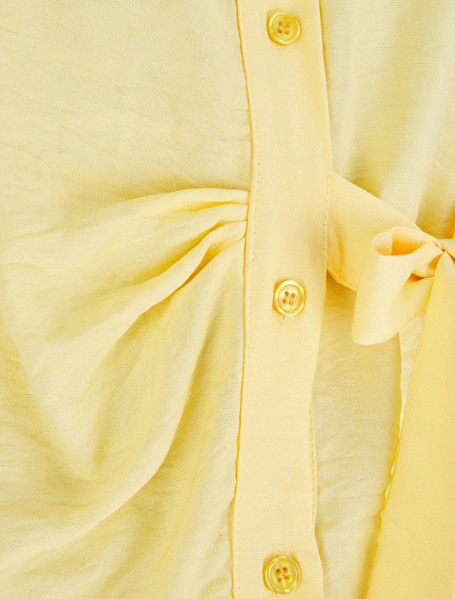 Chemisier sans manches effet drapé - Jaune - Image 3