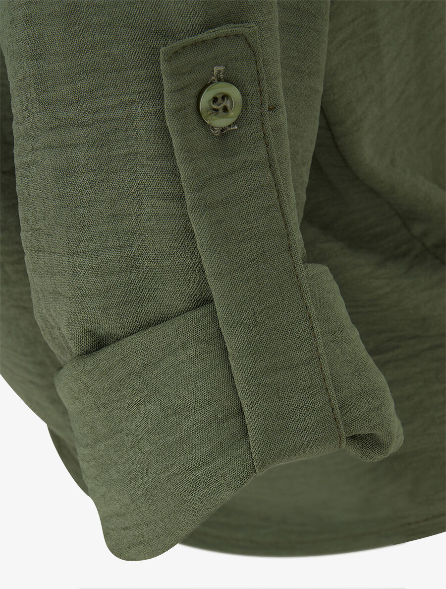 Chemisier uni à nouer - Vert - Image 3