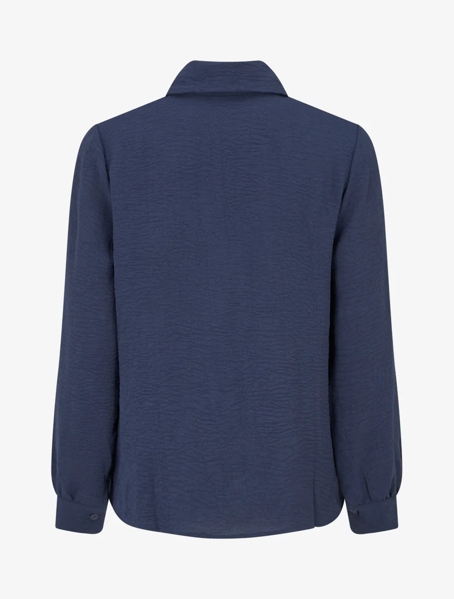 Chemisier unie à broderies - Marine - Image 2