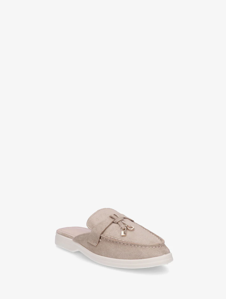 Claquettes à bout rond en suédine - Taupe - Image 2