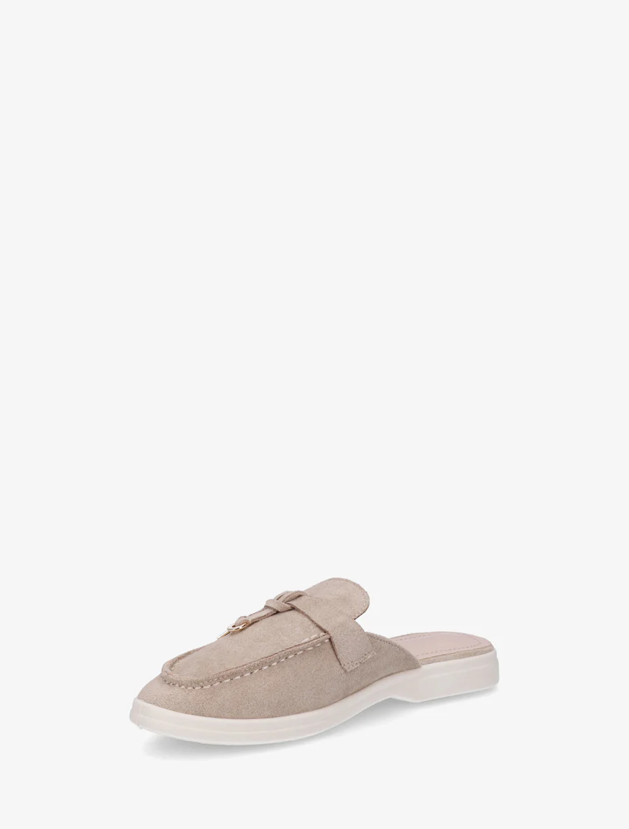 Claquettes à bout rond en suédine - Taupe - Image 3