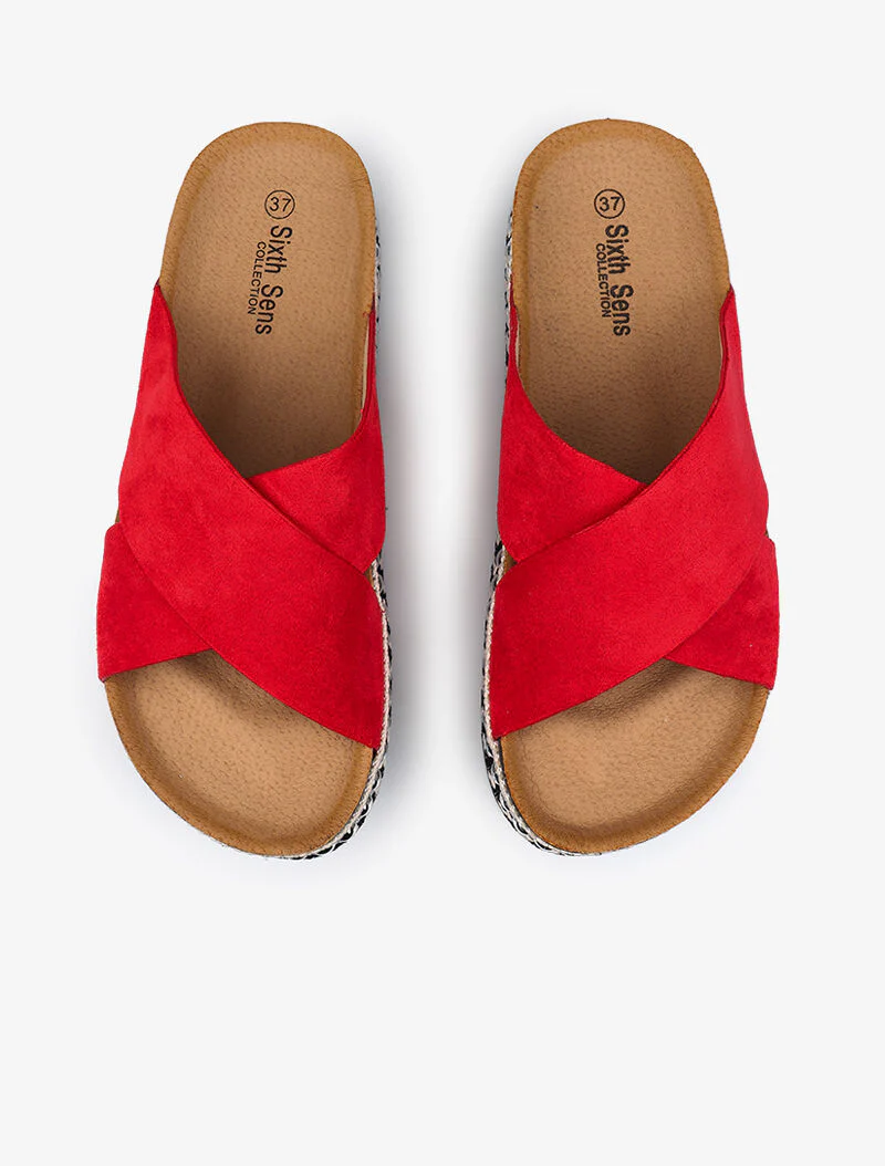 Claquettes à brides croisées - rouge