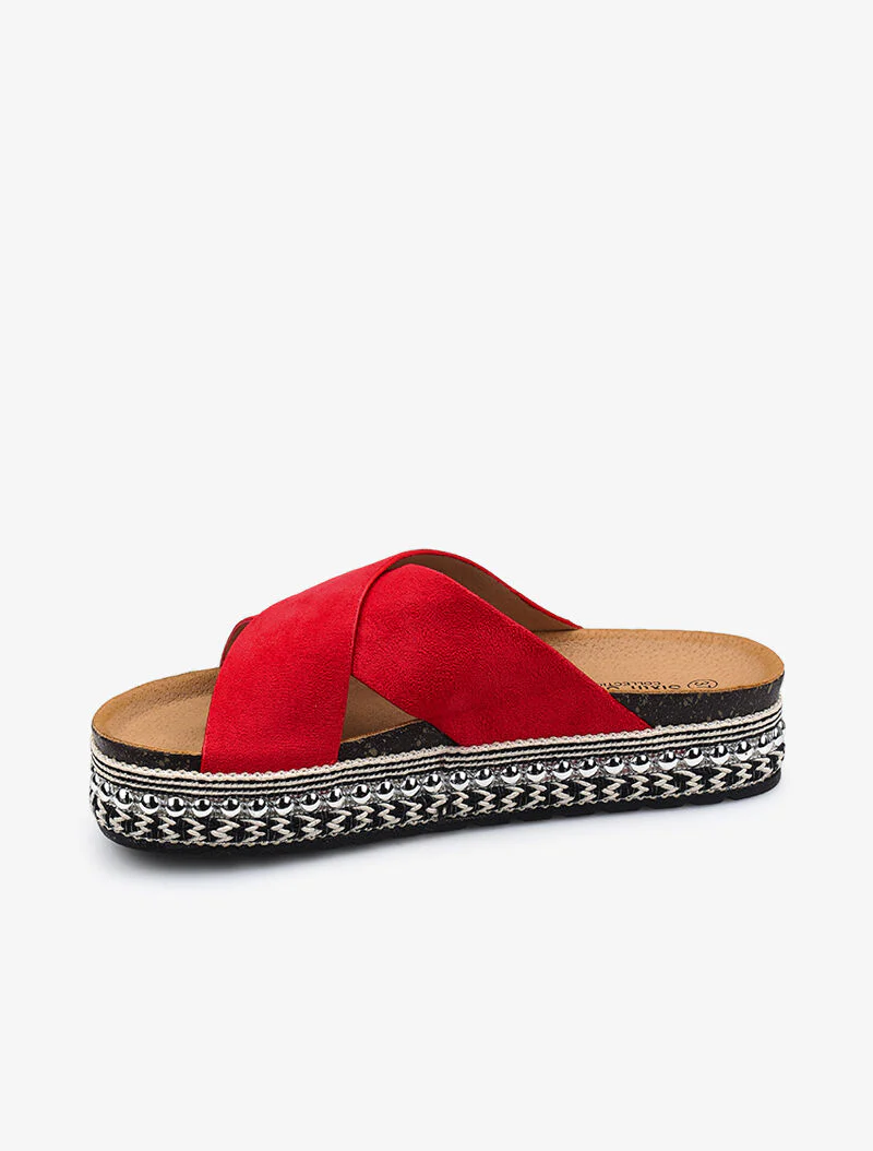 Claquettes à brides croisées - rouge - Image 2