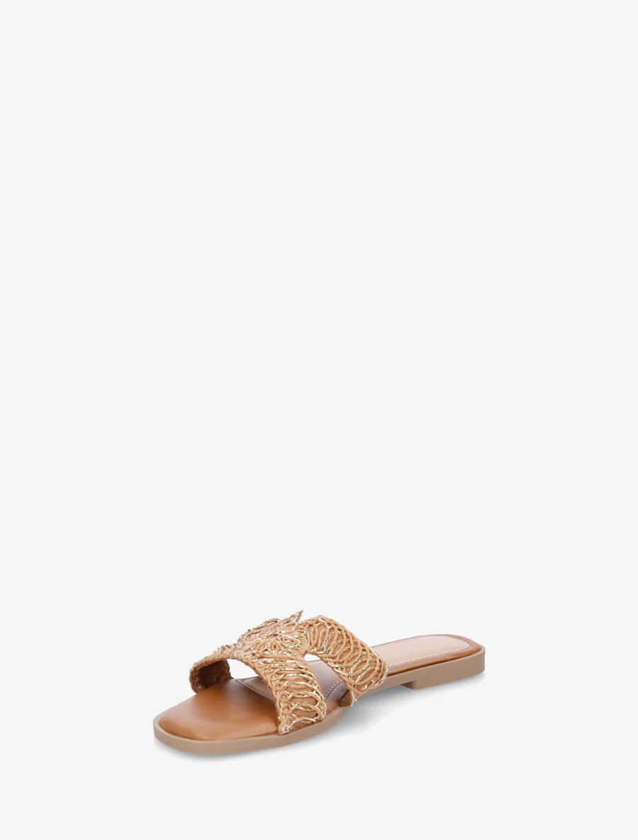 Claquettes en simili à détail irisé - Camel - Image 3
