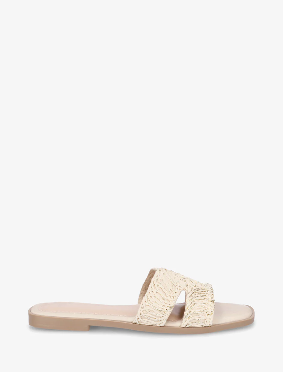 Claquettes en simili à détail irisé - Beige