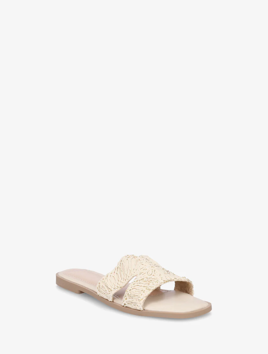 Claquettes en simili à détail irisé - Beige - Image 2