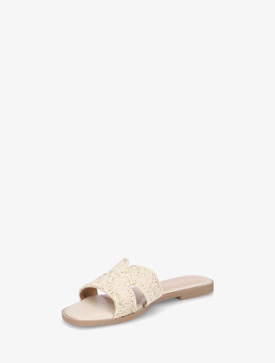 Claquettes en simili à détail irisé - Beige - Image 3
