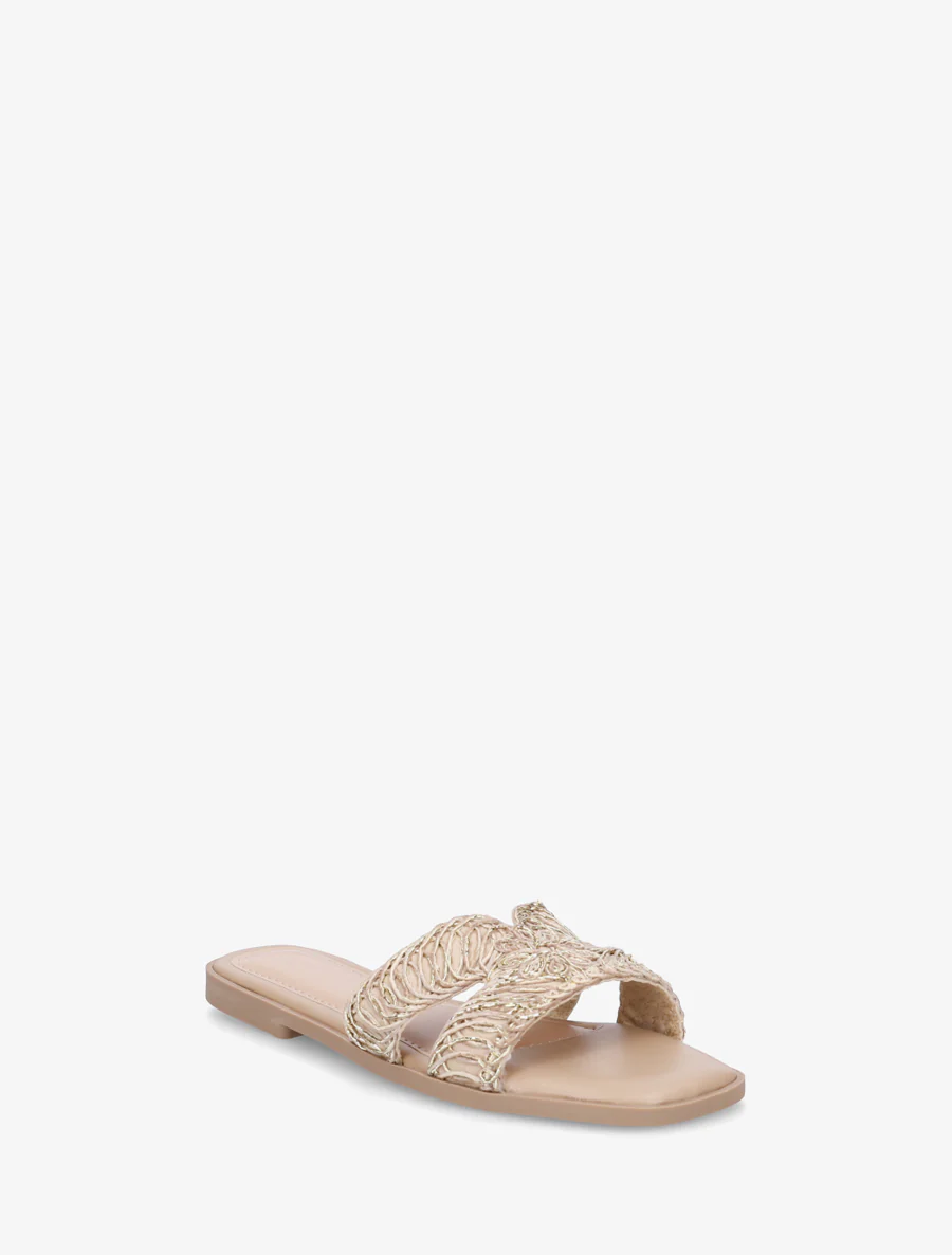 Claquettes en simili à détail irisé - Taupe - Image 2