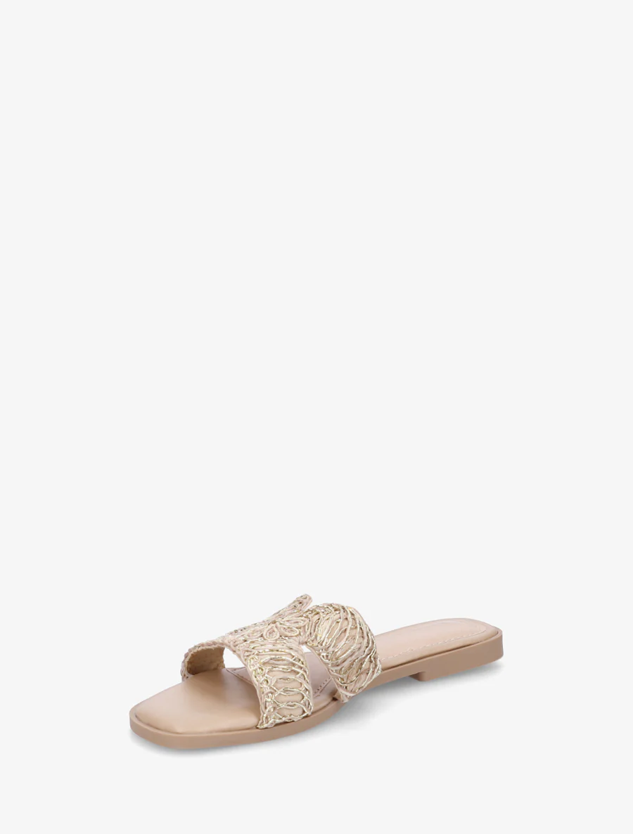 Claquettes en simili à détail irisé - Taupe - Image 3