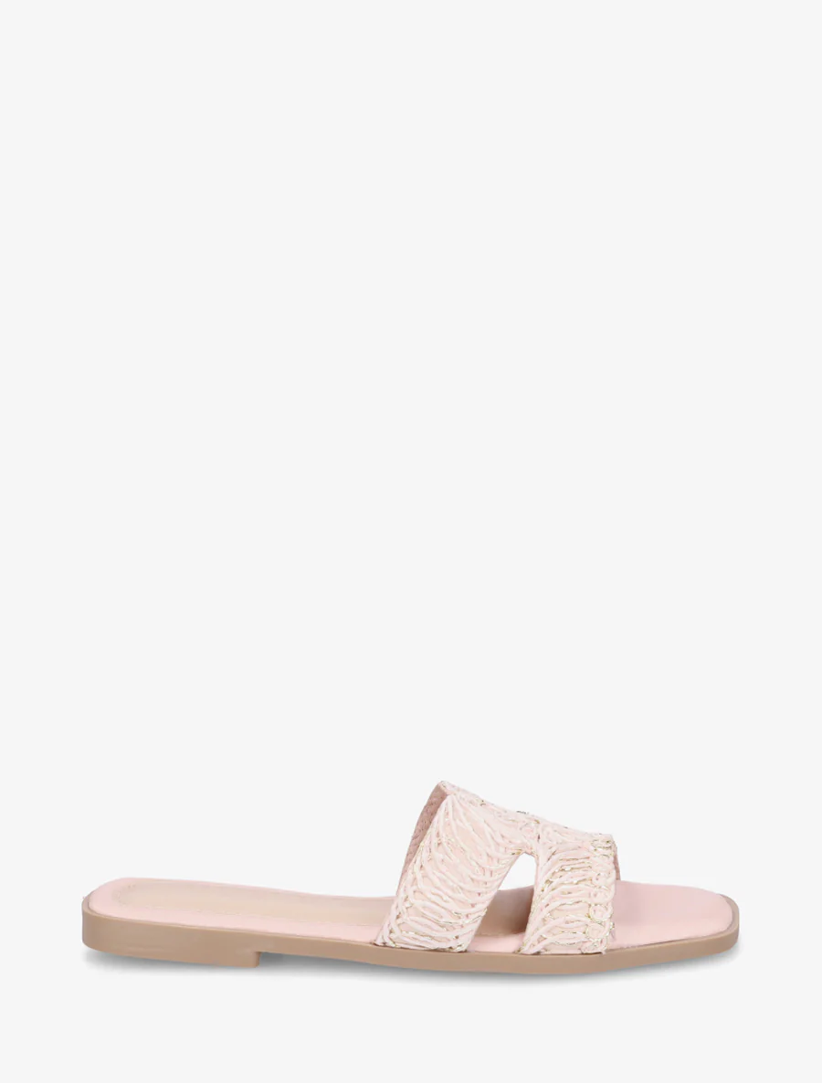 Claquettes en simili à détail irisé - Rose