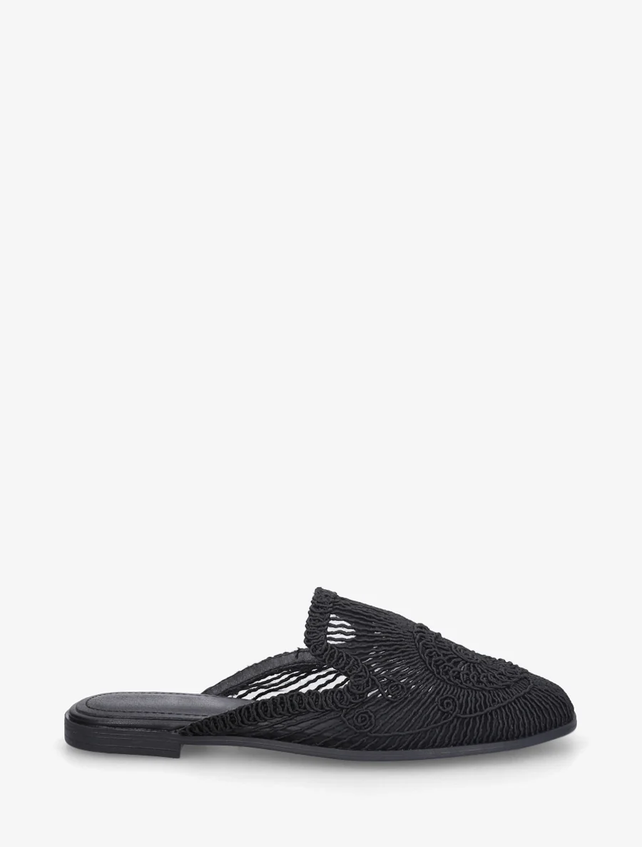 Claquettes plates style cordelettes - Noir