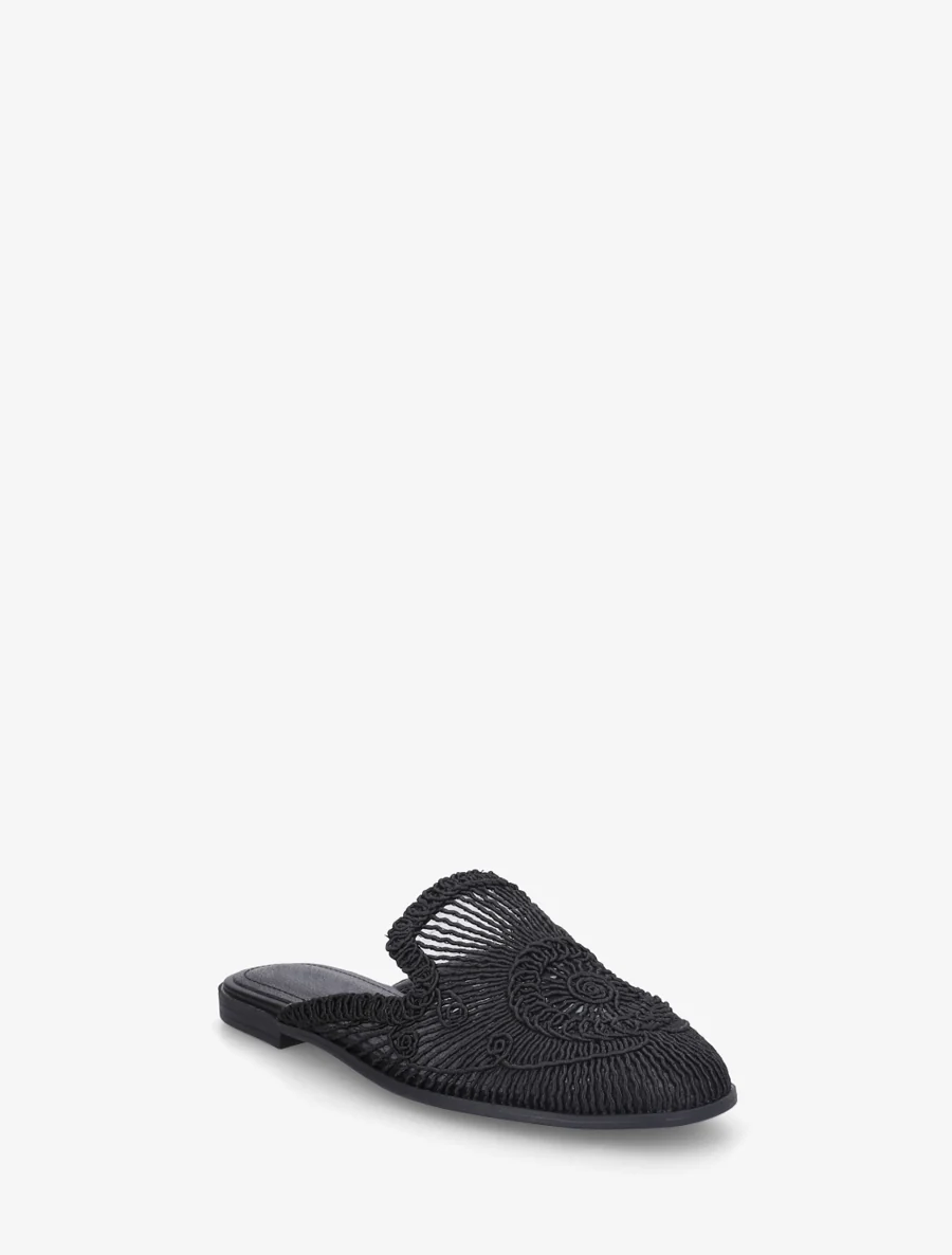 Claquettes plates style cordelettes - Noir - Image 2