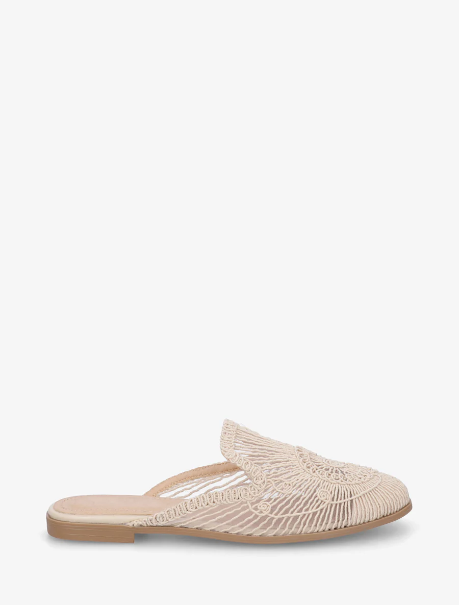 Claquettes plates style cordelettes - Taupe