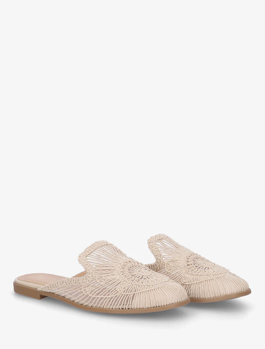 Claquettes plates style cordelettes - Taupe - Image 4