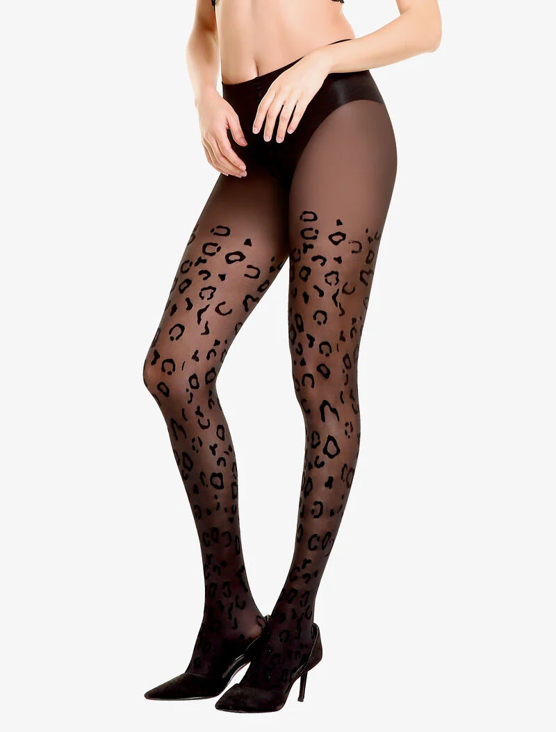 Collants à imprimé animal - noir